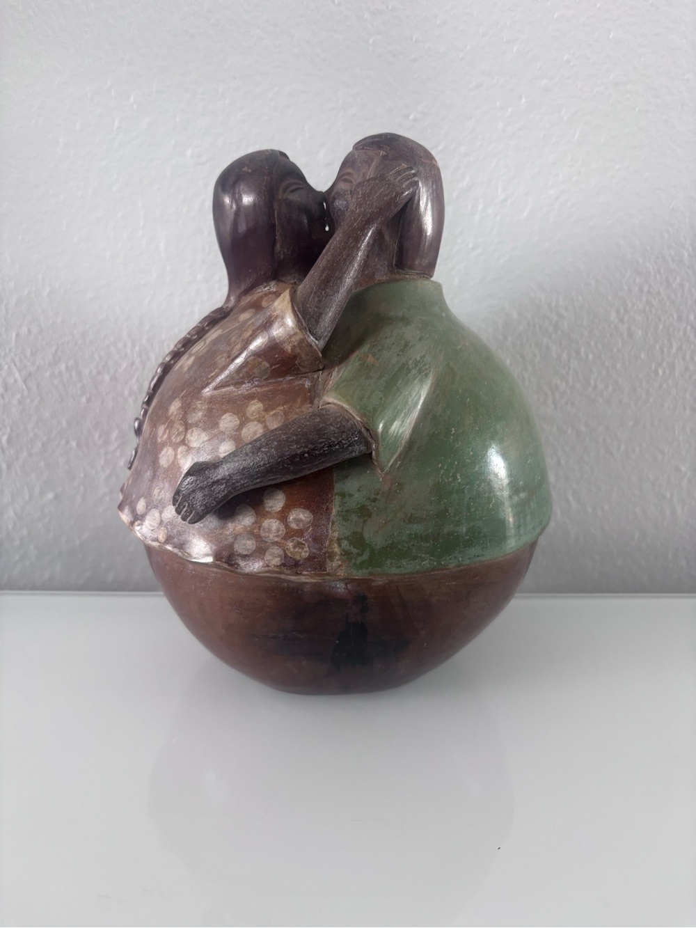 VTG Chulucans Kissing Couple Folk Art Pottery Figurine Peru Sculpture